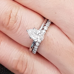 Non-Halo Delicate Pave Band Engagement Ring